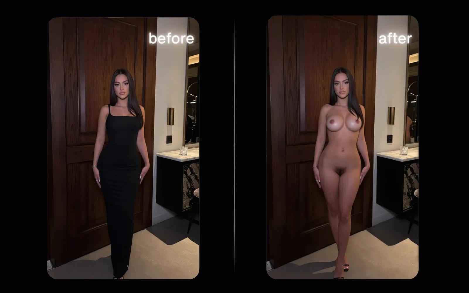Undress AI before and after - dress removal