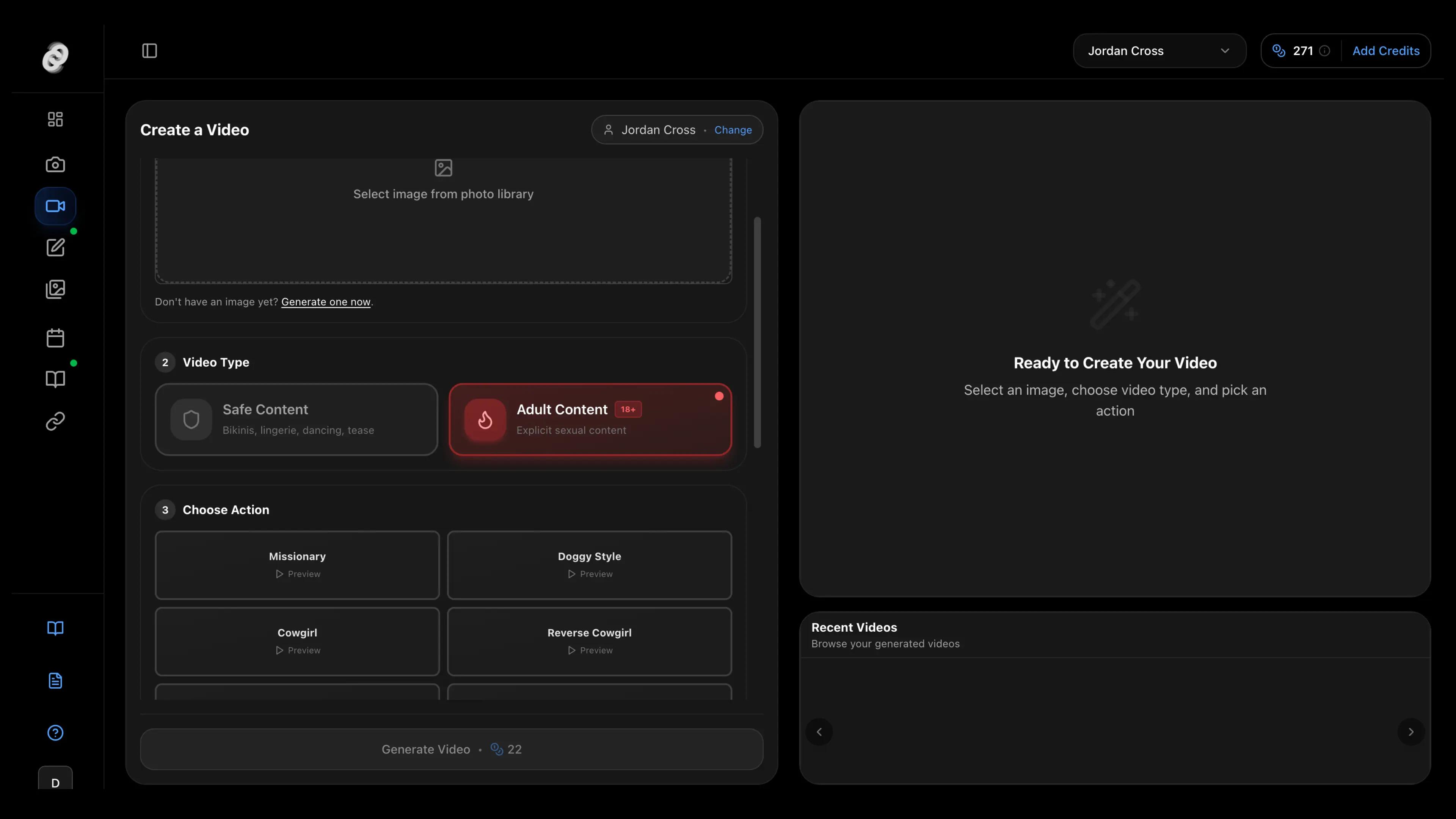 AI Video Generation Interface